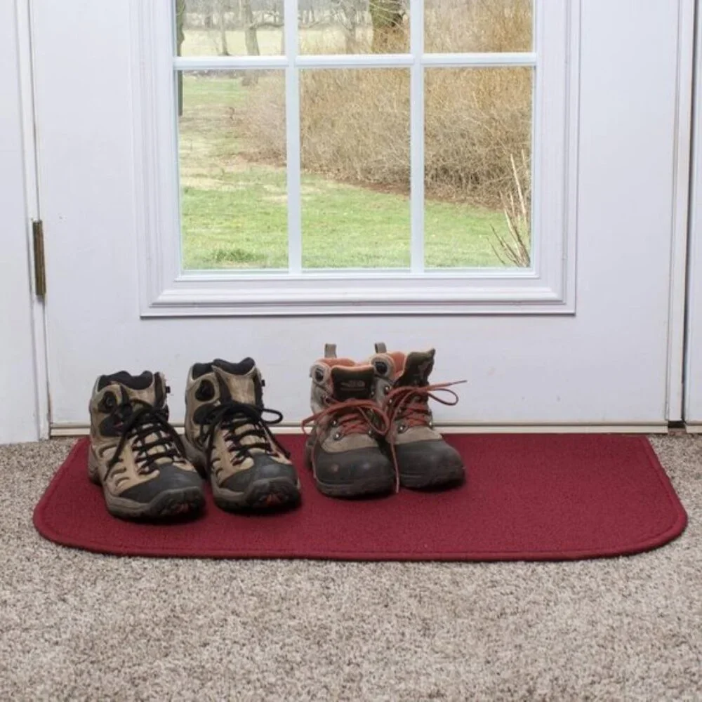 New 18x30In Solid Red Accent Rug Stain-Resistant Washable Mat with Latex Backing